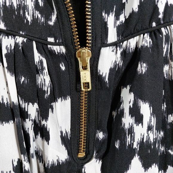 RED Saks Fifth Avenue Black White Ikat Ink Splatter Fit & Flare Dress Size XS - Picture 10 of 10